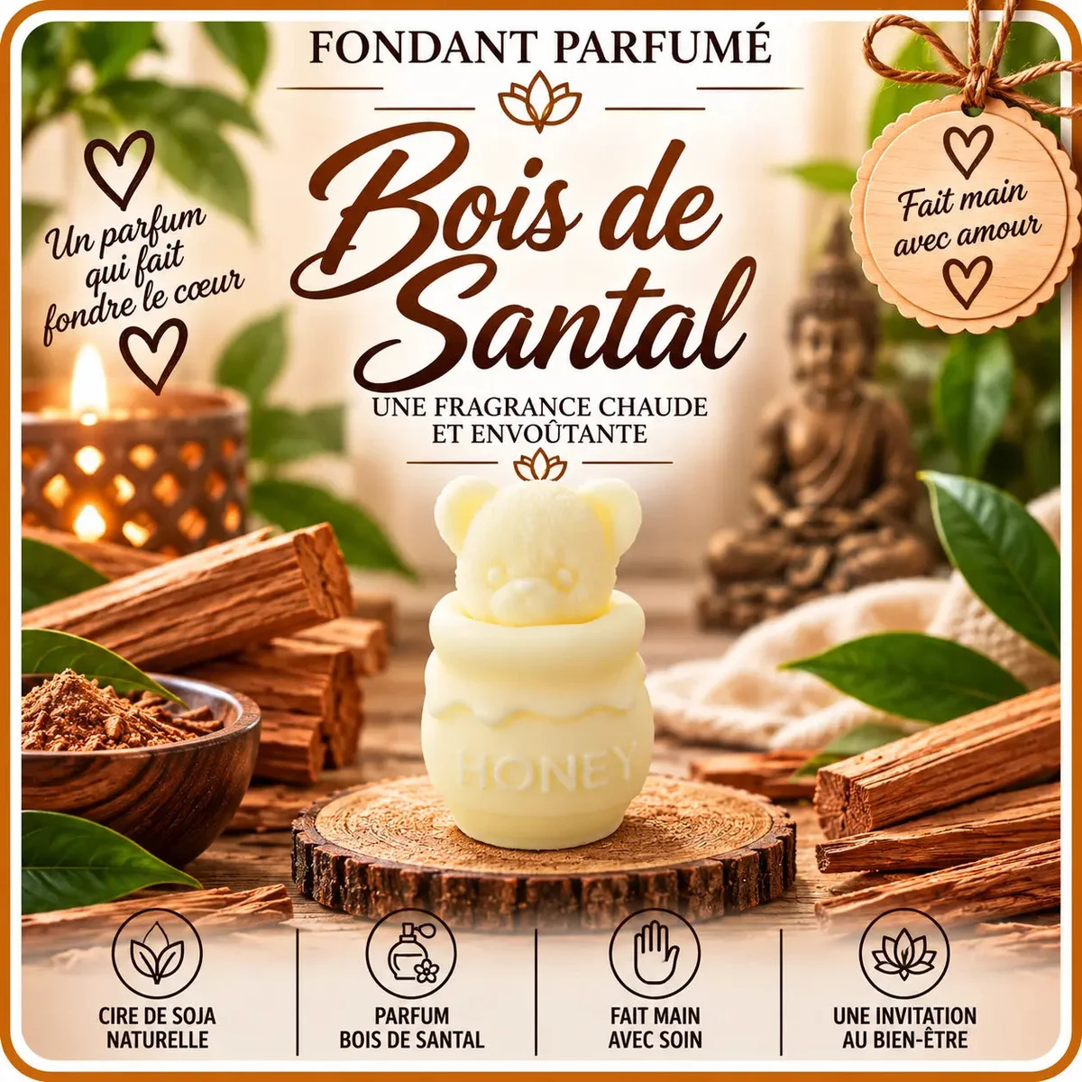 Fondants Parfumés Bois de Santal à la Cire de Soja