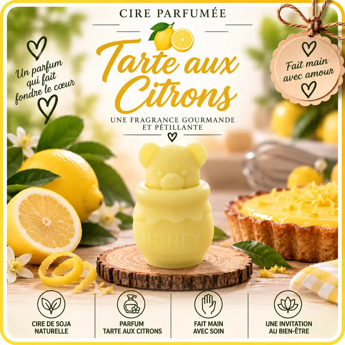 Fondants Parfumés Tarte aux Citrons à la Cire de Soja