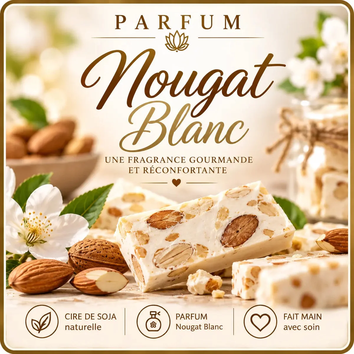 Fondants Parfumés Nougat Blanc à la Cire de Soja