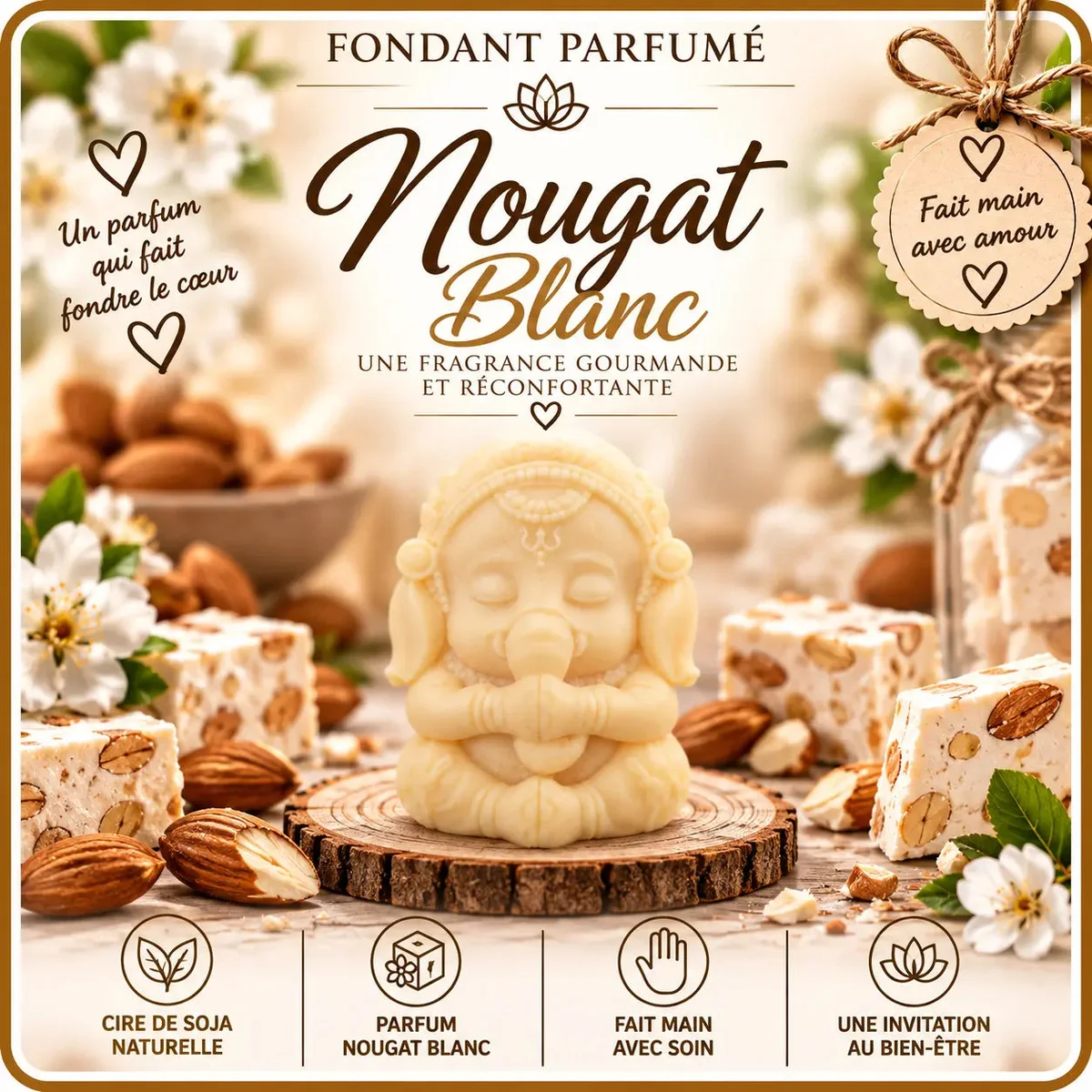 Fondants Parfumés Nougat Blanc à la Cire de Soja