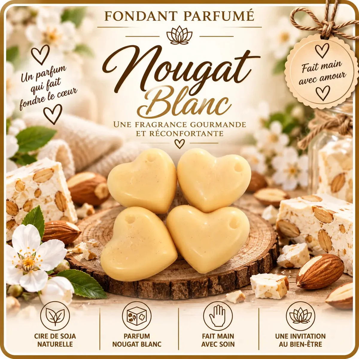 Fondants Parfumés Nougat Blanc à la Cire de Soja
