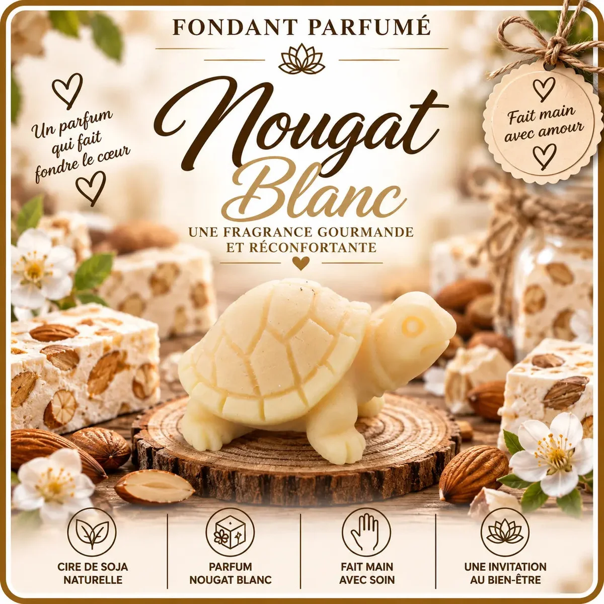 Fondants Parfumés Nougat Blanc à la Cire de Soja