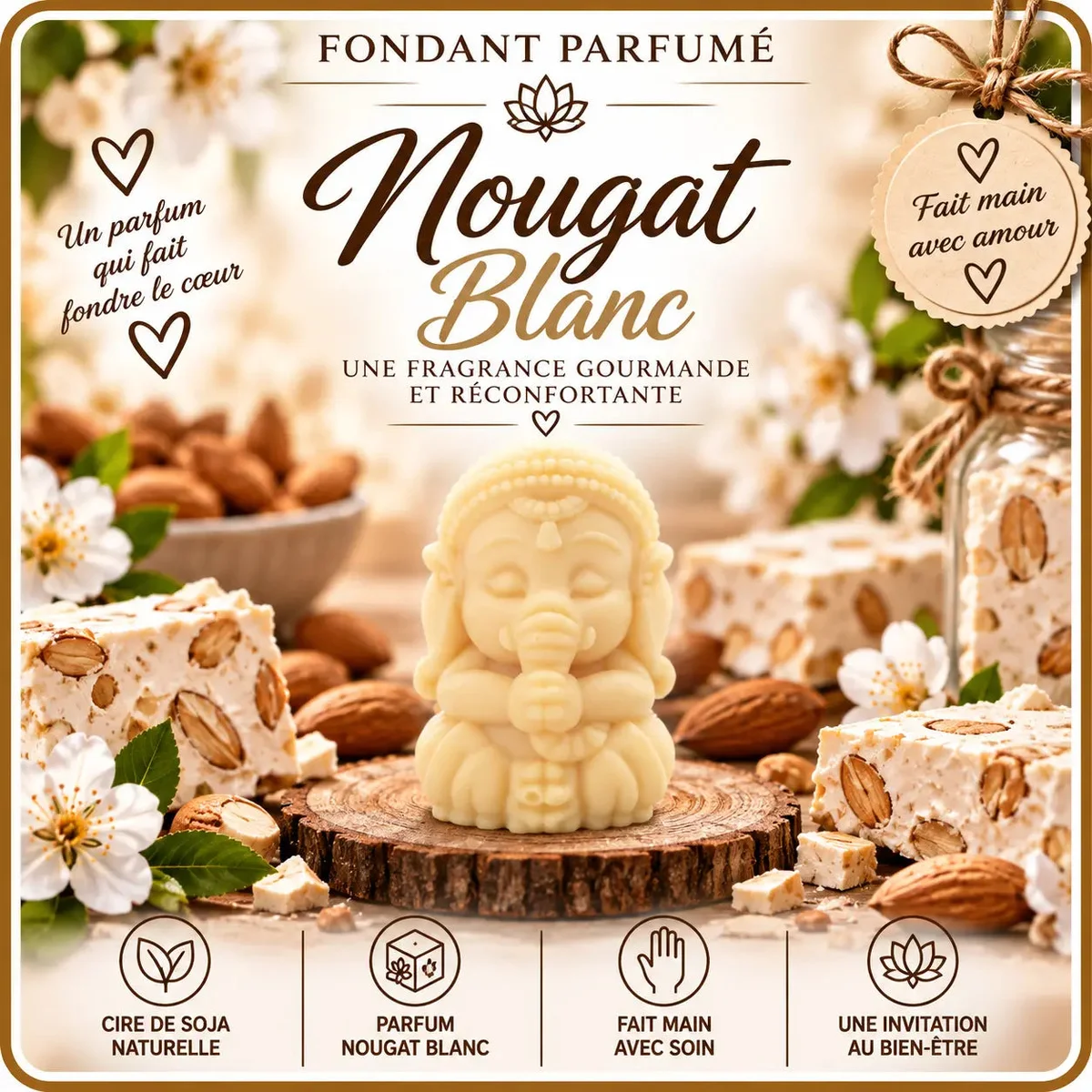 Fondants Parfumés Nougat Blanc à la Cire de Soja