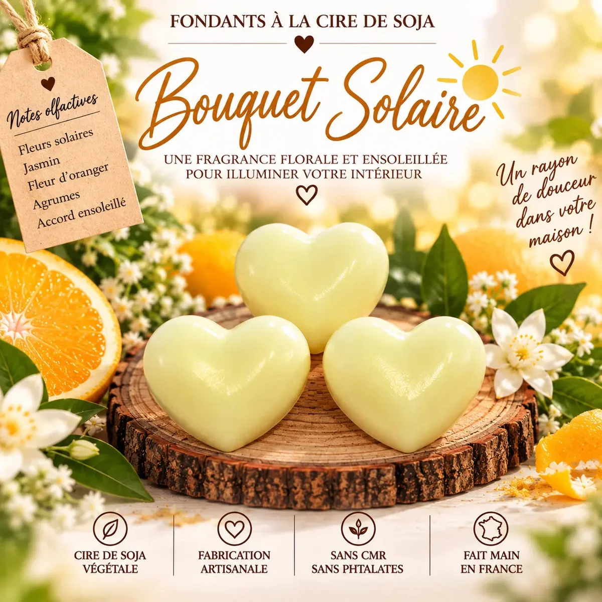 Fondants Parfumés Bouquet Solaire à la Cire de Soja
