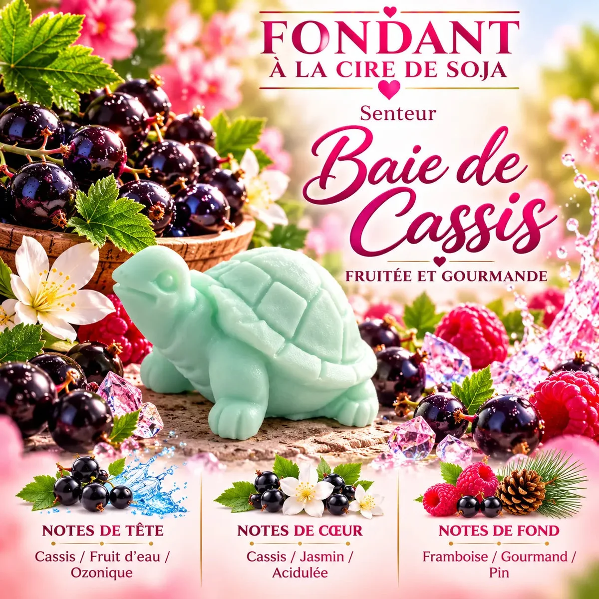 Fondant parfumé Baie de Cassis en cire de soja