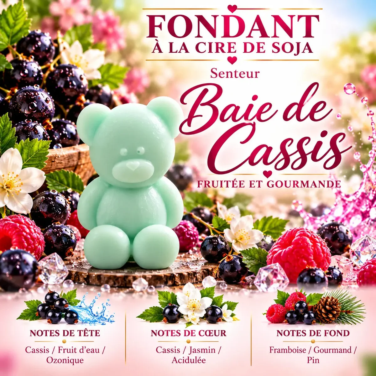 Fondant parfumé Baie de Cassis en cire de soja