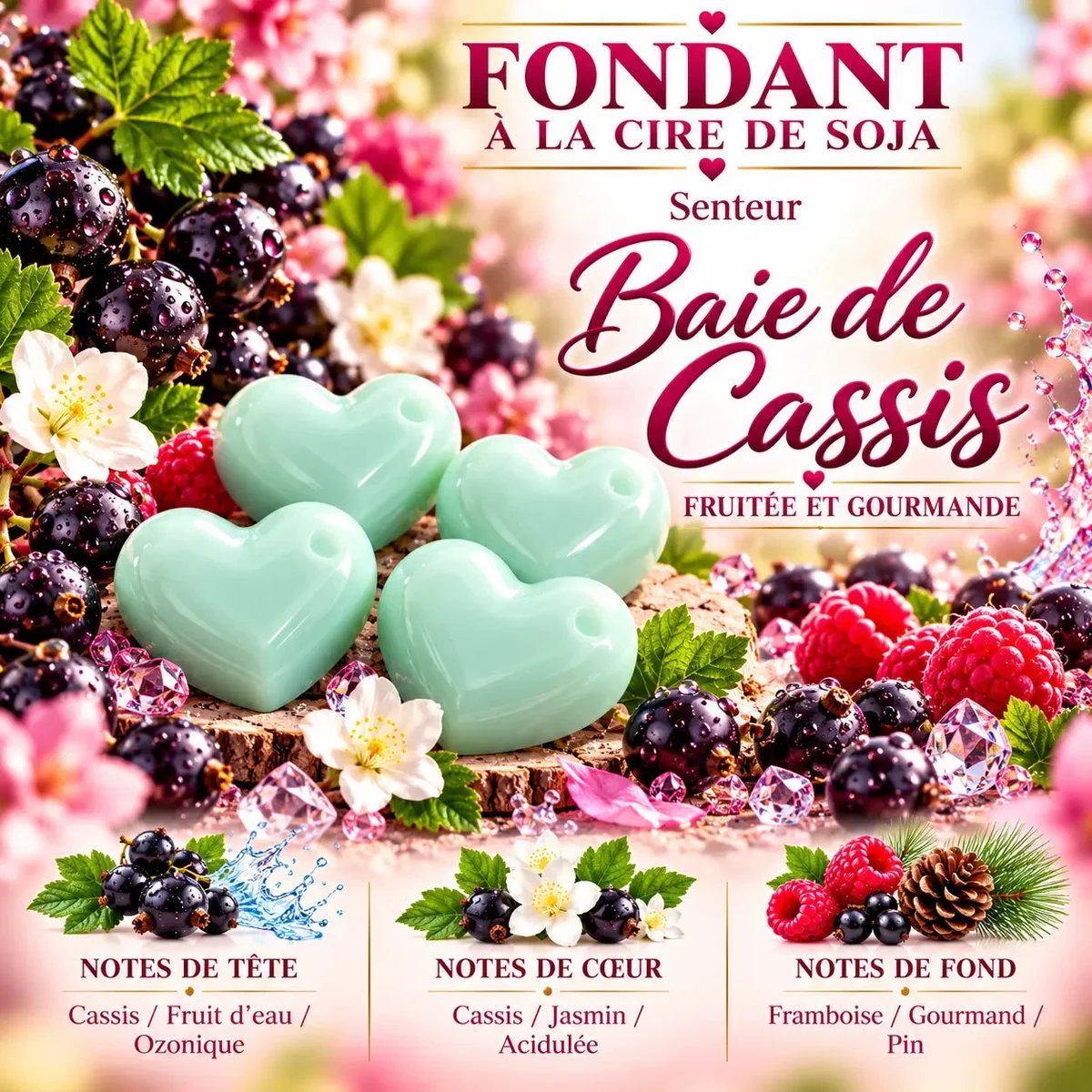 Fondant parfumé Baie de Cassis en cire de soja