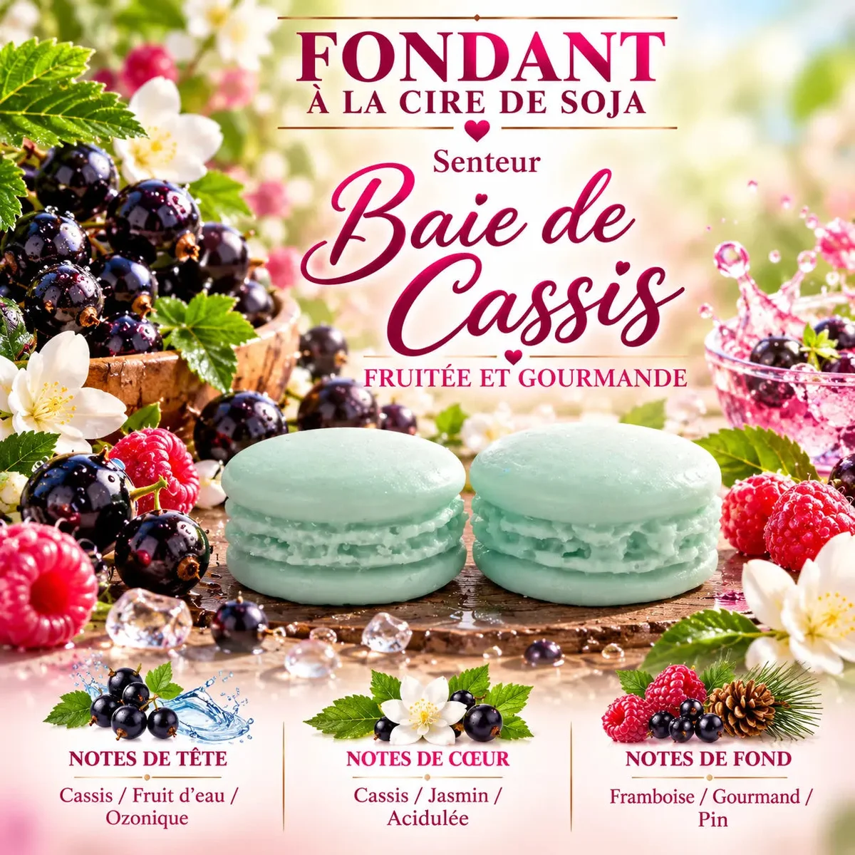 Fondant parfumé Baie de Cassis en cire de soja