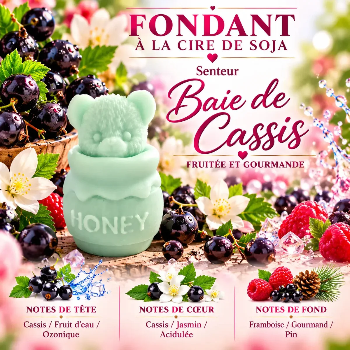 Fondant parfumé Baie de Cassis en cire de soja