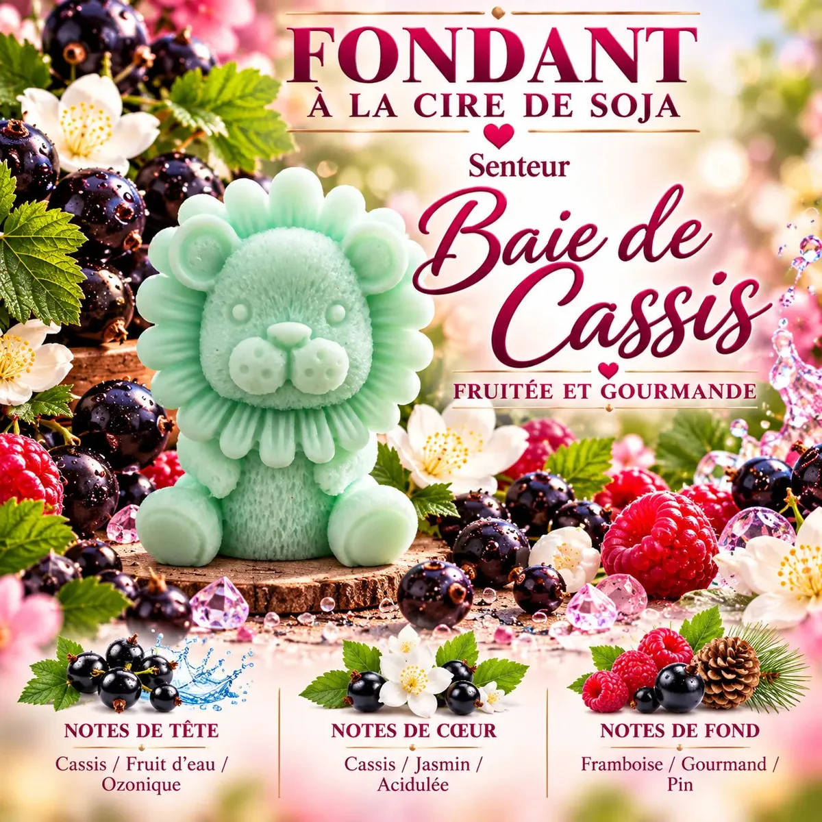 Fondant parfumé Baie de Cassis en cire de soja