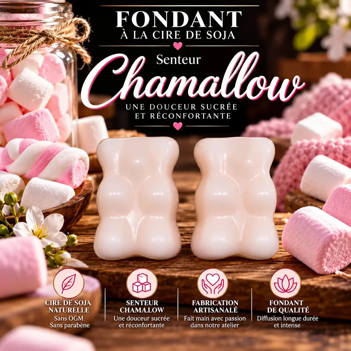 Fondant parfumé Chamallow en cire de soja