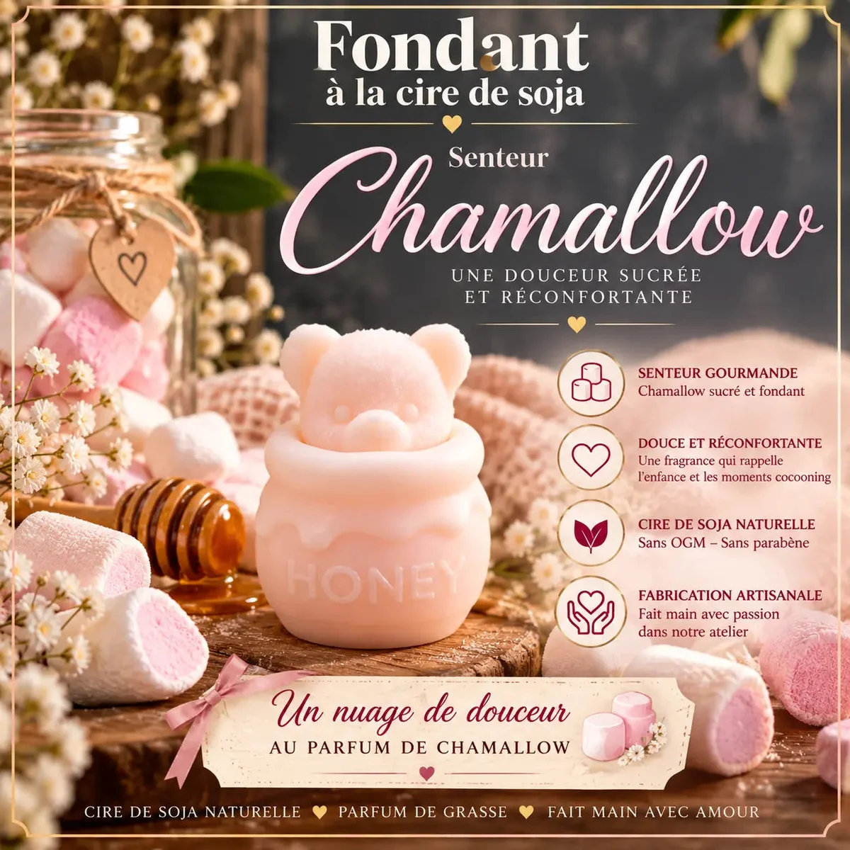 Fondant parfumé Chamallow en cire de soja