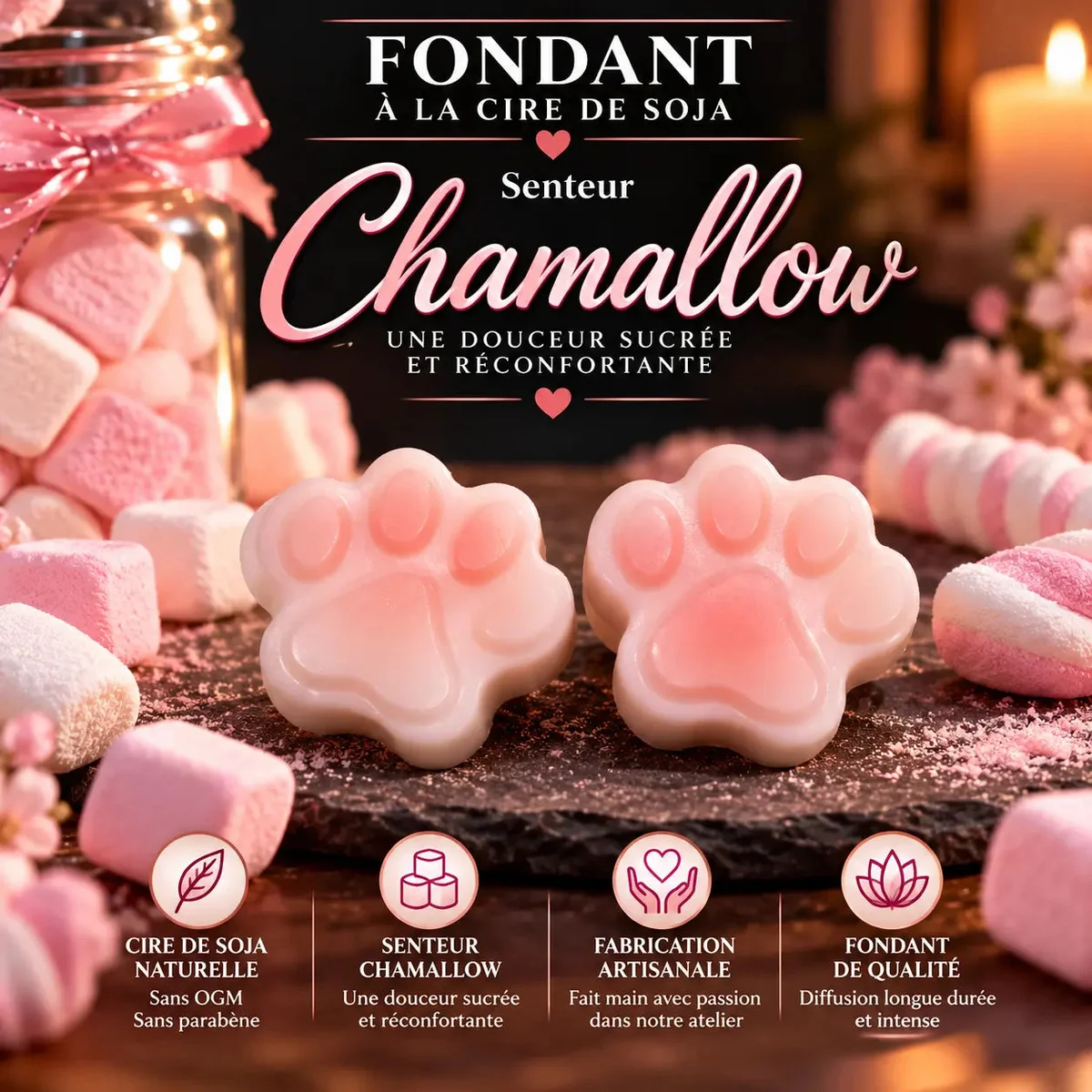 Fondant parfumé Chamallow en cire de soja