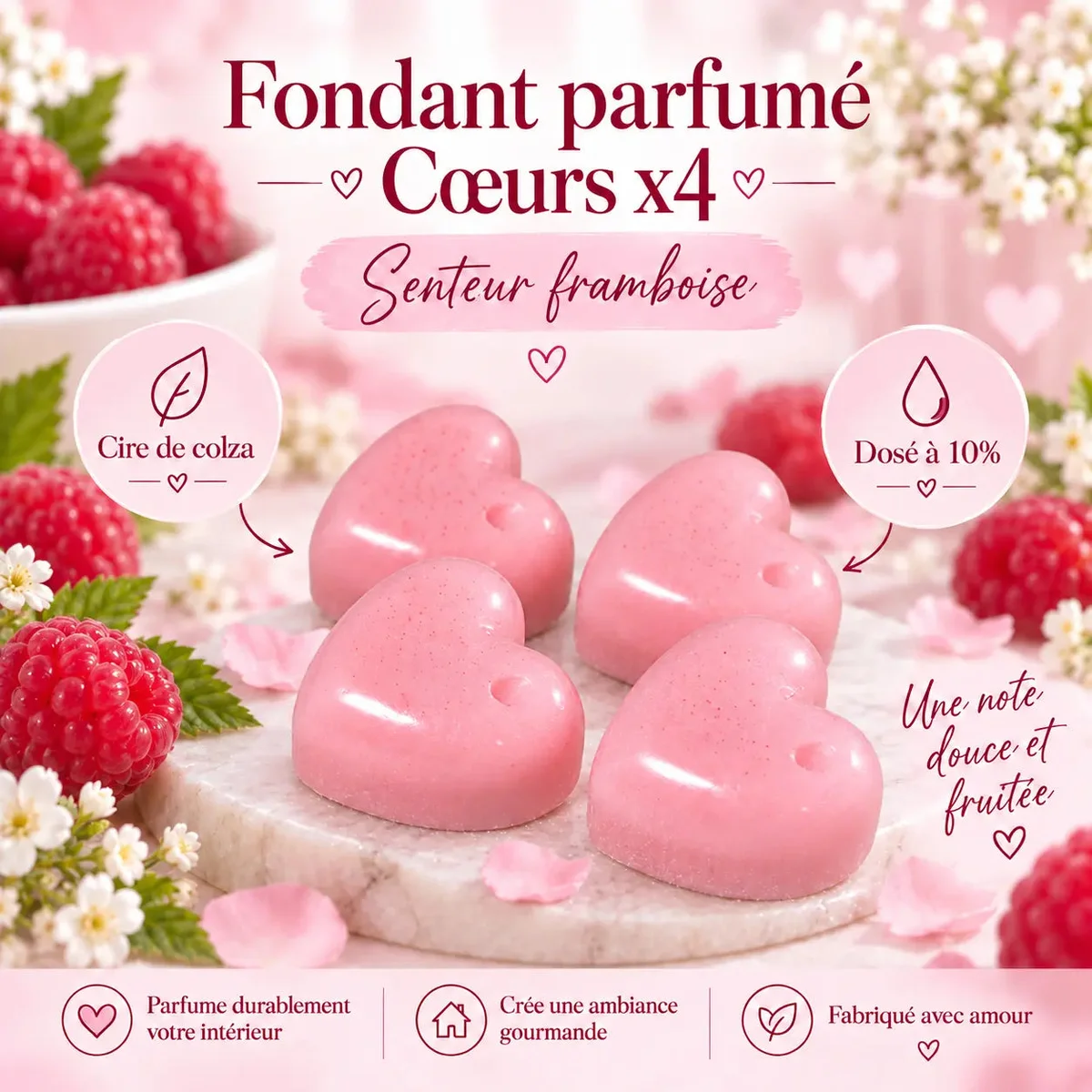 Fondants Parfumés Framboise à la Cire de Soja