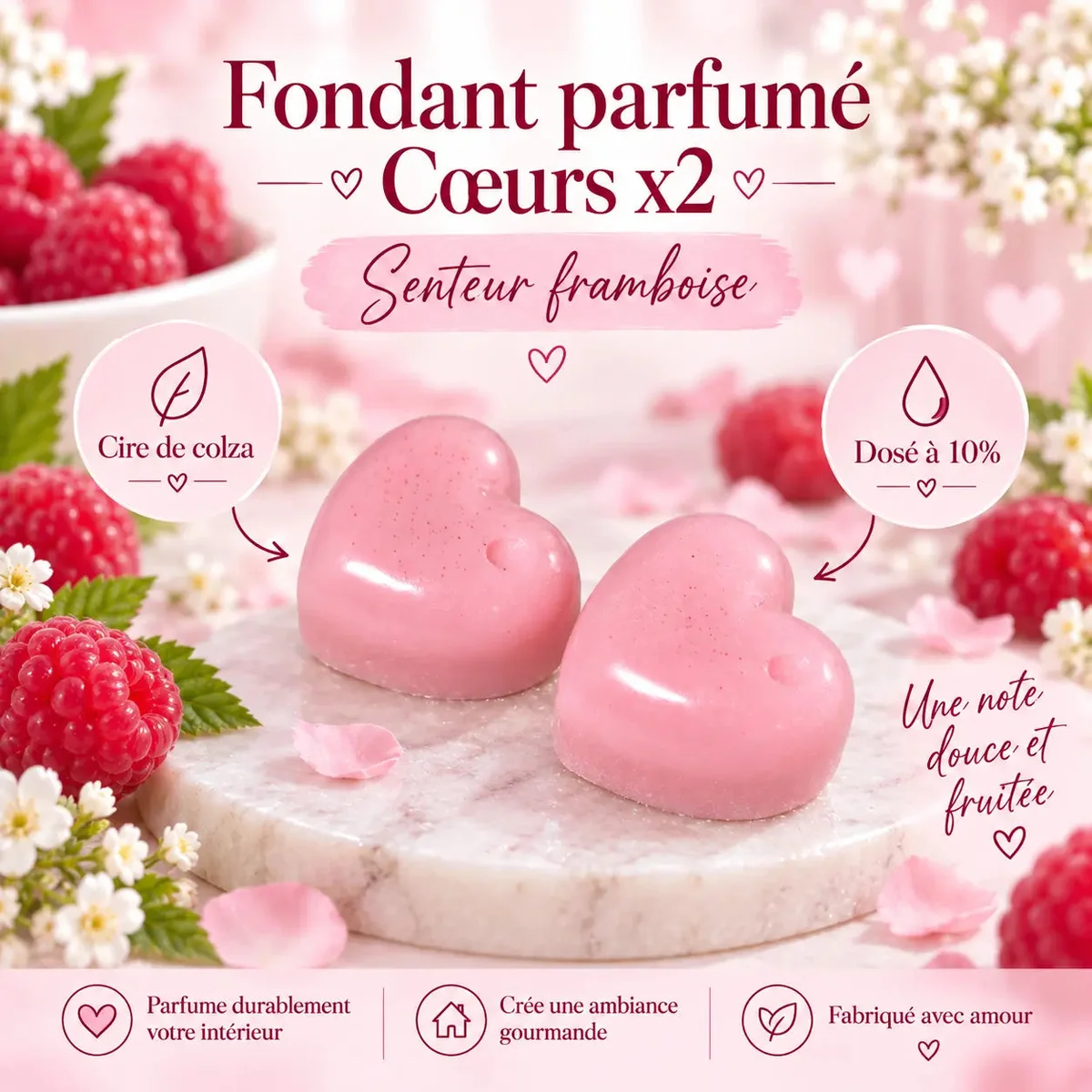 Fondants Parfumés Framboise à la Cire de Soja