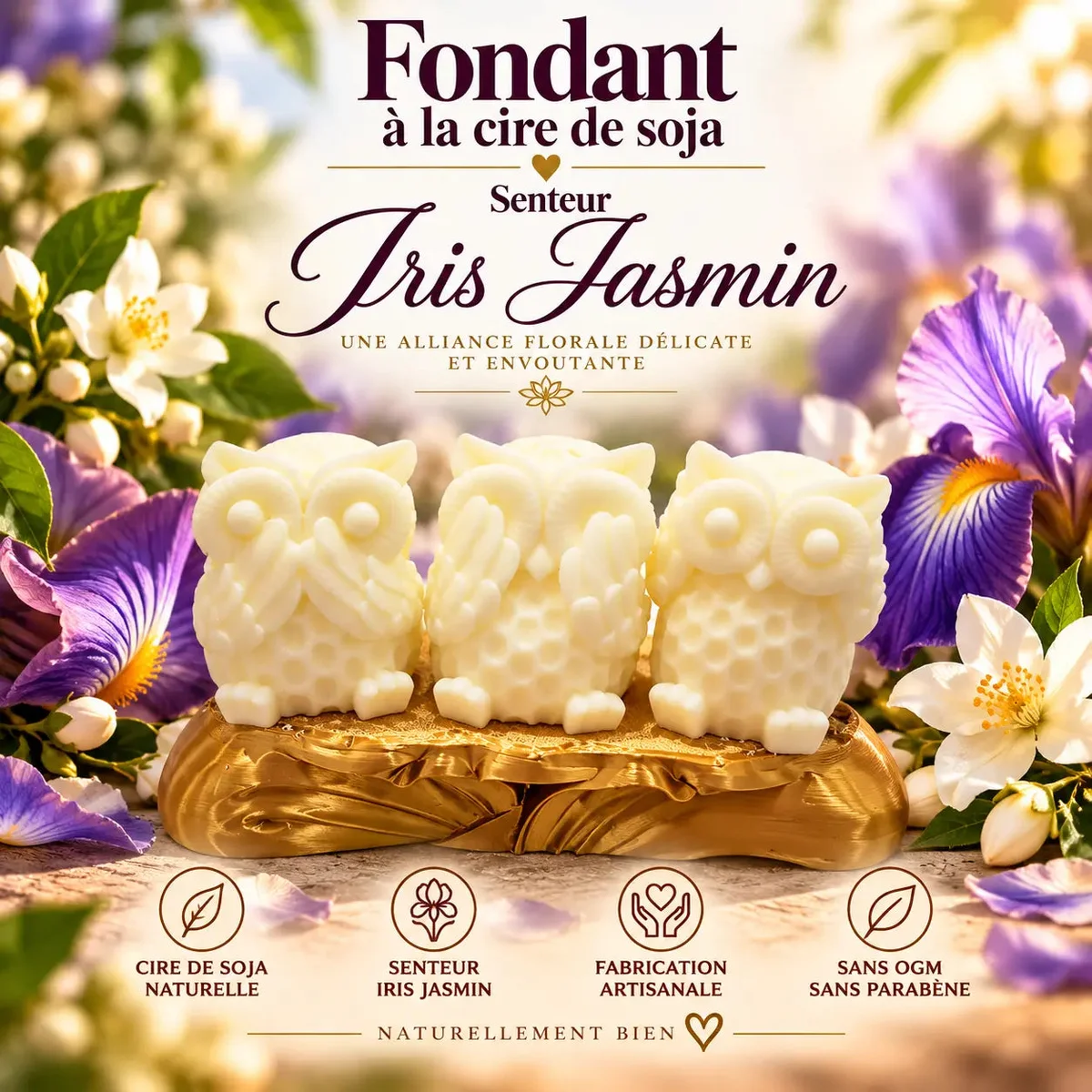 Fondant parfumé Iris Jasmin en cire de soja