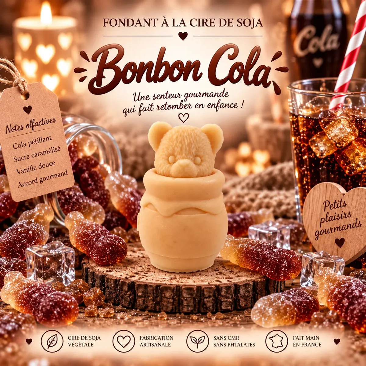 Fondants Parfumés Bonbon Cola à la Cire de Soja