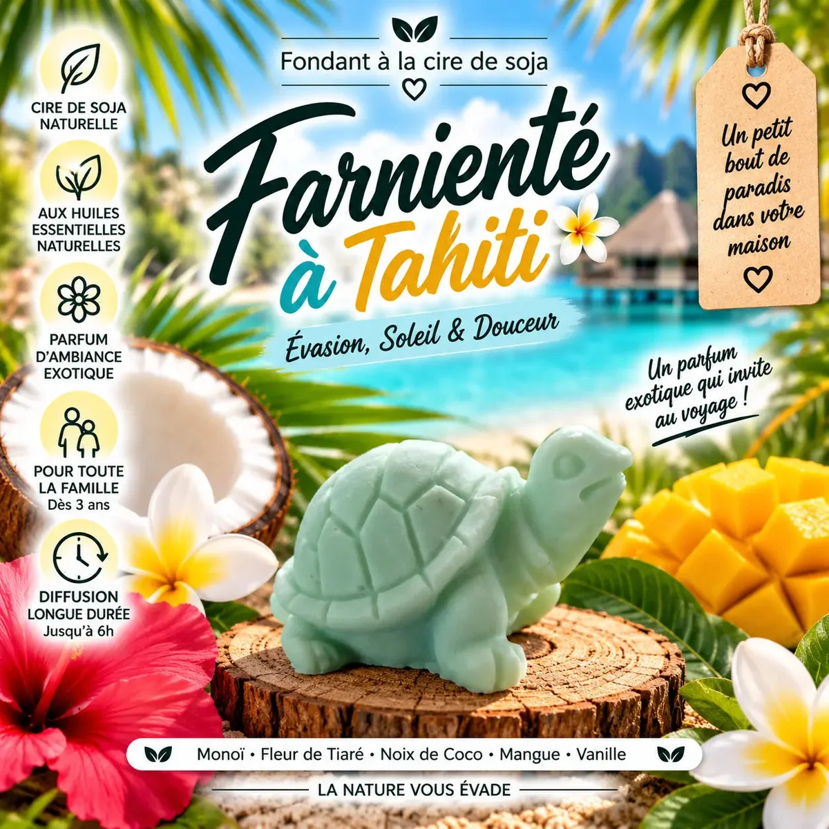 Fondants Parfumés Farniente à Tahiti à la Cire de Soja