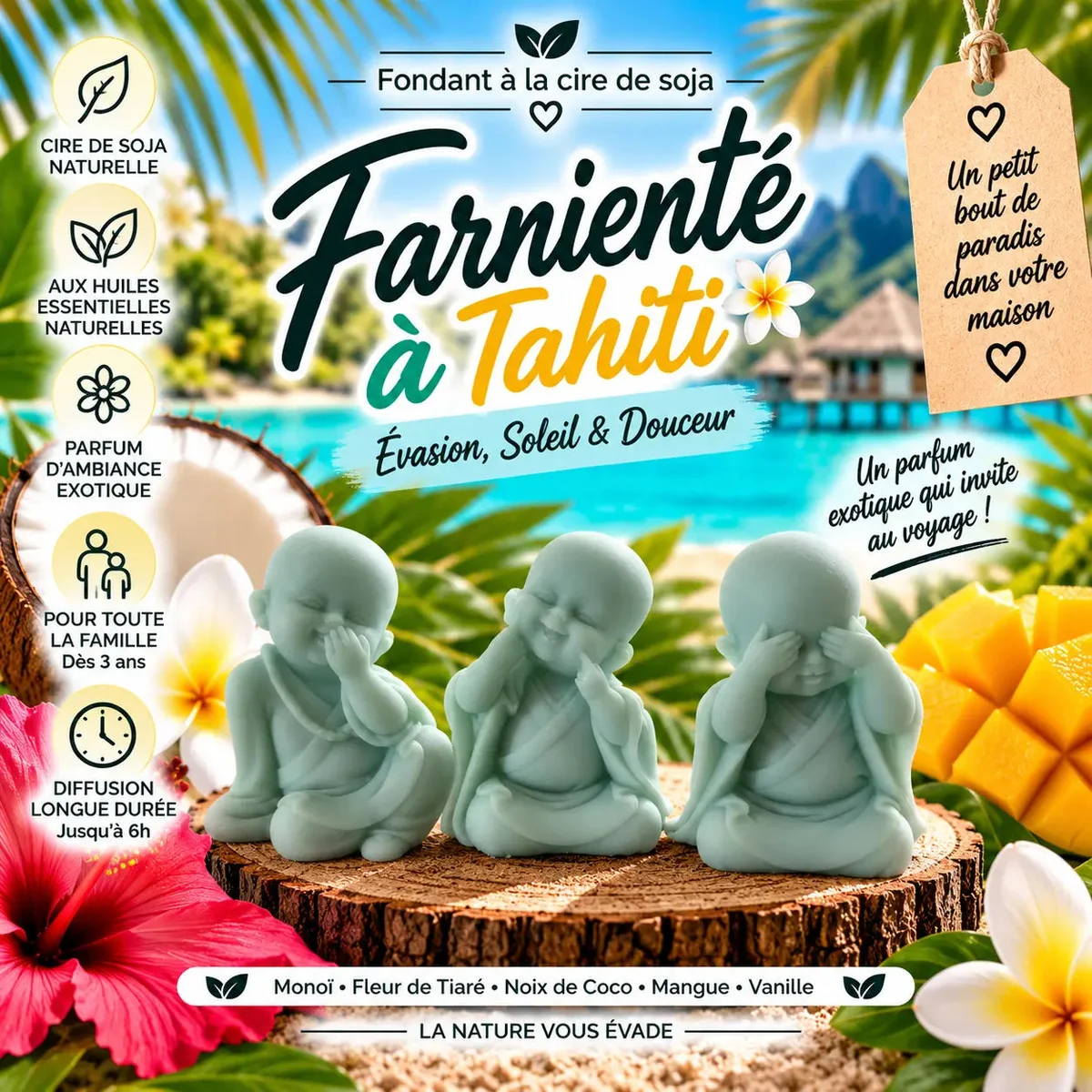 Fondants Parfumés Farniente à Tahiti à la Cire de Soja