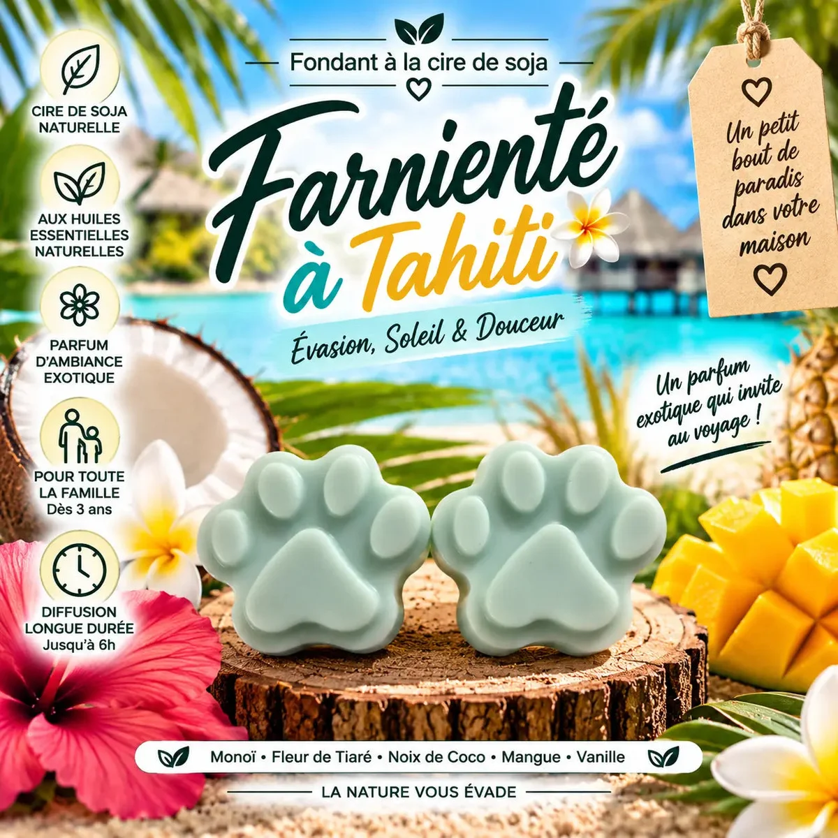 Fondants Parfumés Farniente à Tahiti à la Cire de Soja