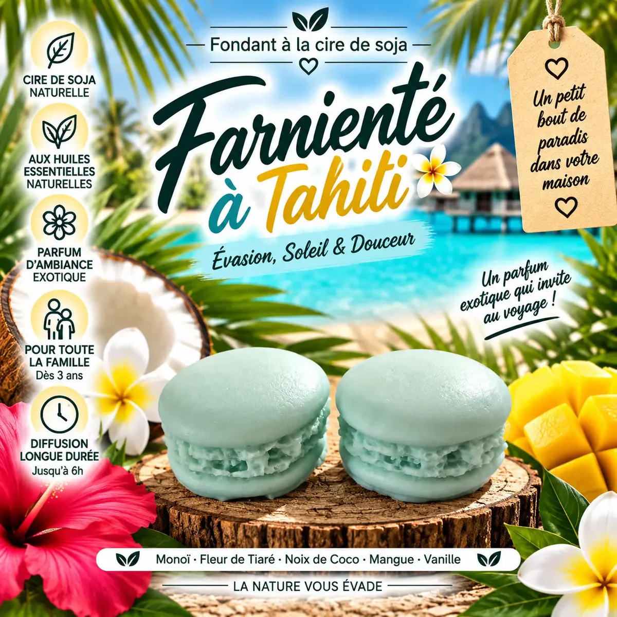 Fondants Parfumés Farniente à Tahiti à la Cire de Soja
