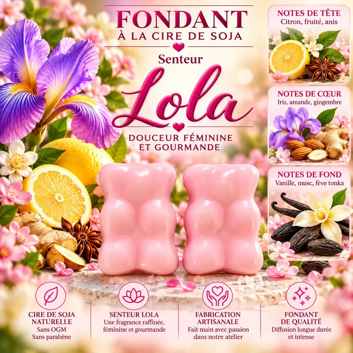 Fondant parfumé Lola en cire de soja
