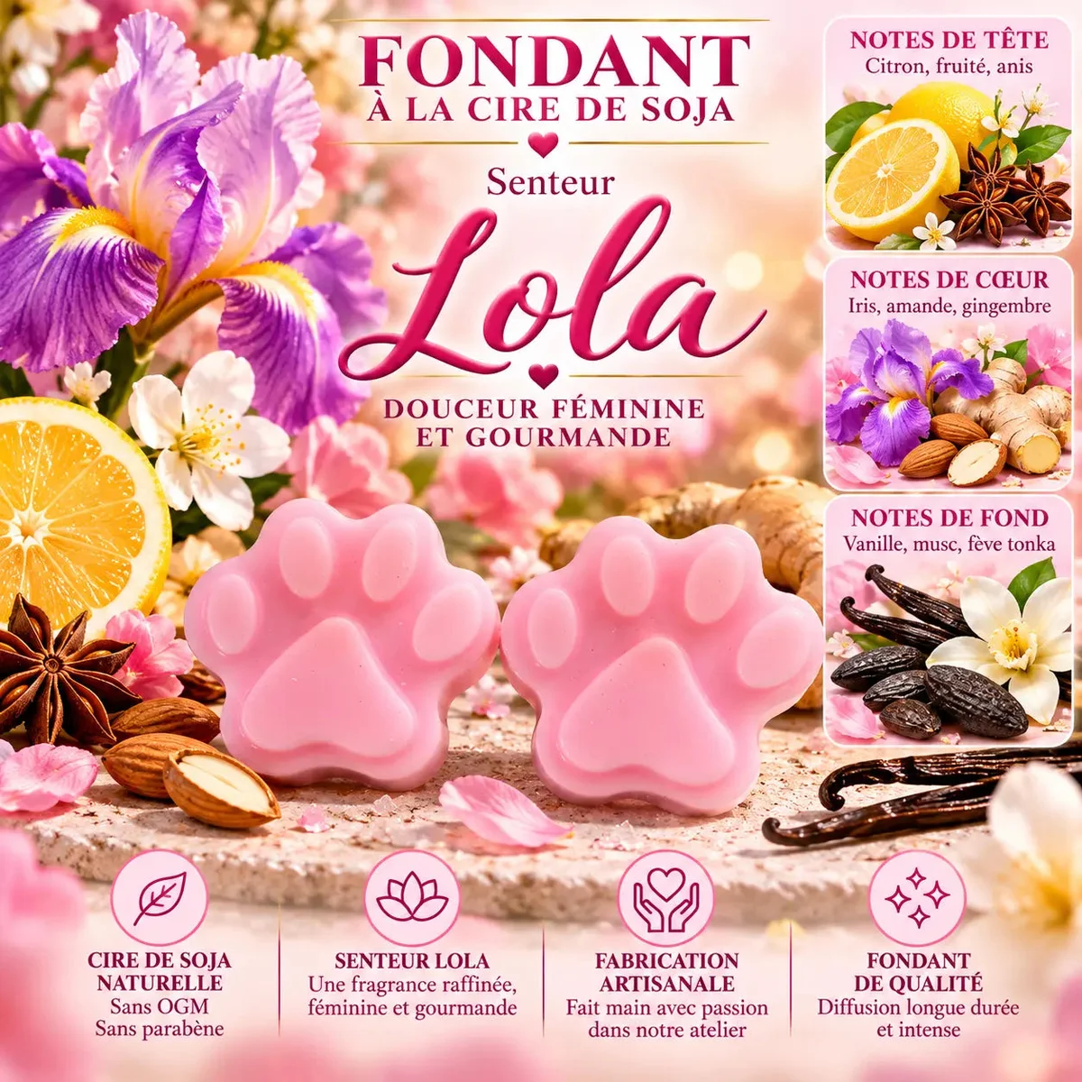 Fondant parfumé Lola en cire de soja
