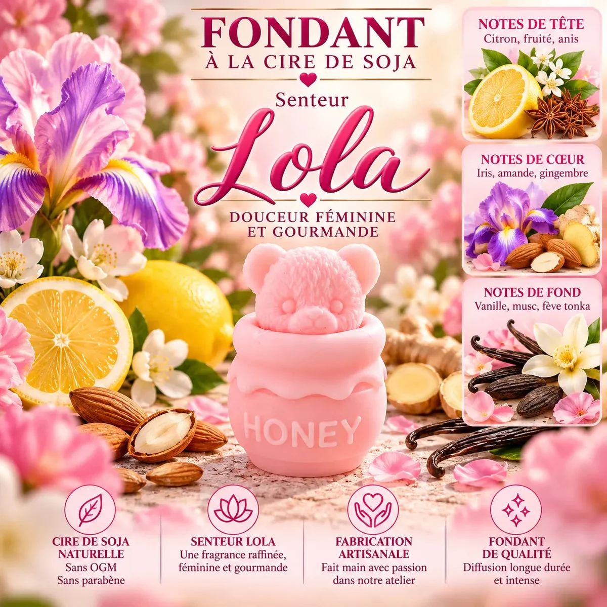 Fondant parfumé Lola en cire de soja