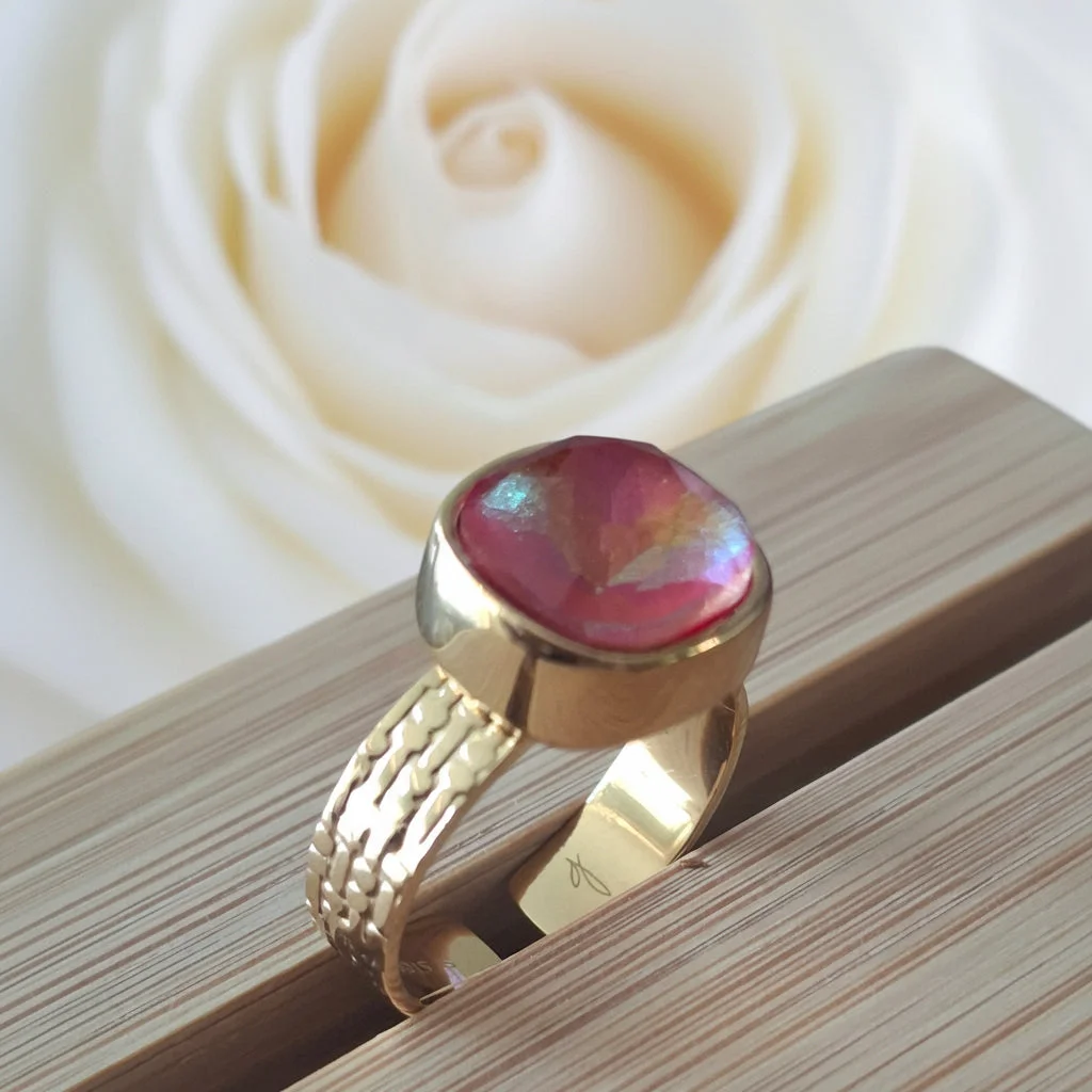 Bague Carrée Sivaria en Acier Inoxydable & Quartz Fraise – Bohm Paris.