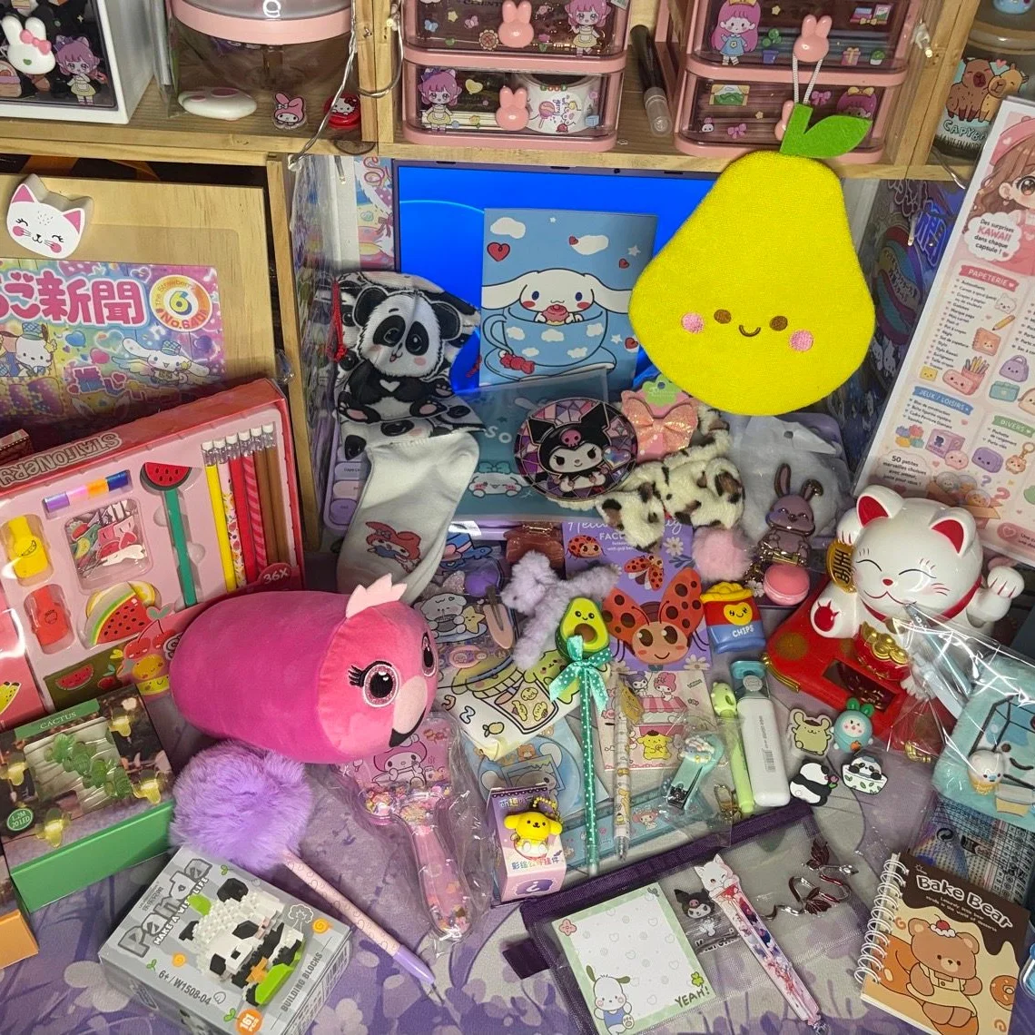 Ensemble de 40 Articles Kawaii + 4 🎁aux couleurs pastels, parmi papeterie, mode et beauté, accessoires, loisirs
