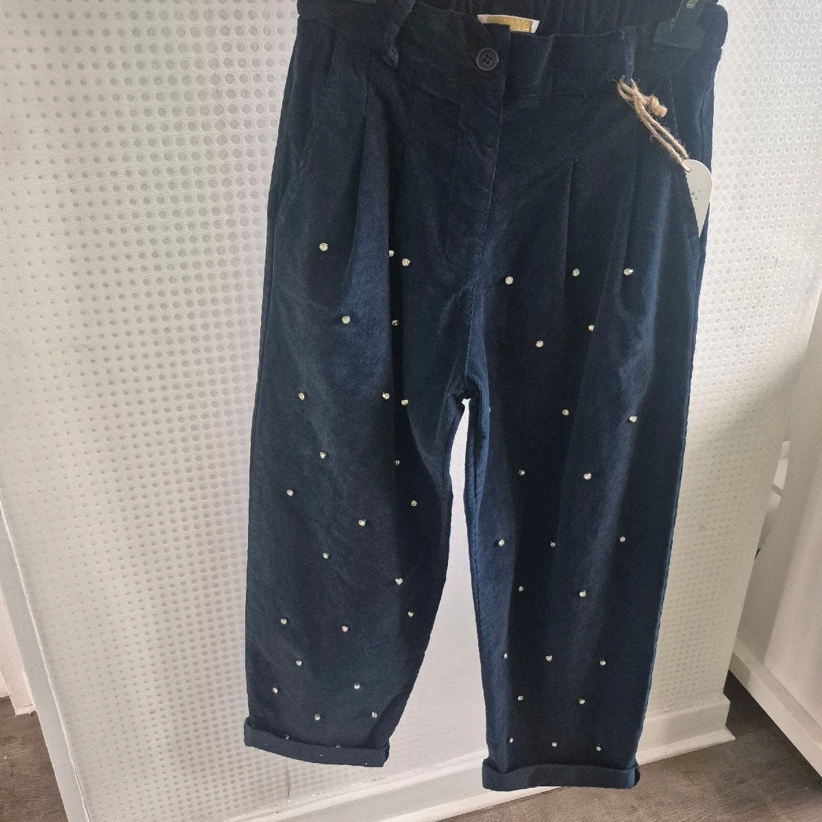 pantalon ballon velour avec strass