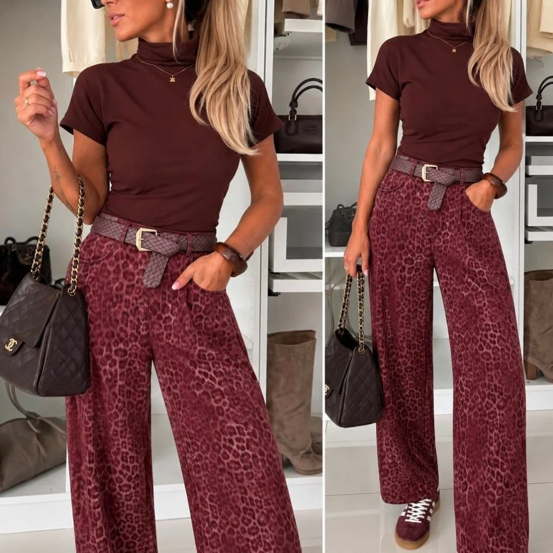 pantalon ballon léopard simili cuir