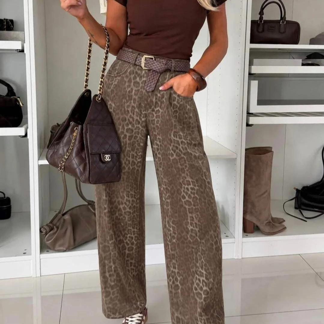 pantalon ballon léopard simili cuir