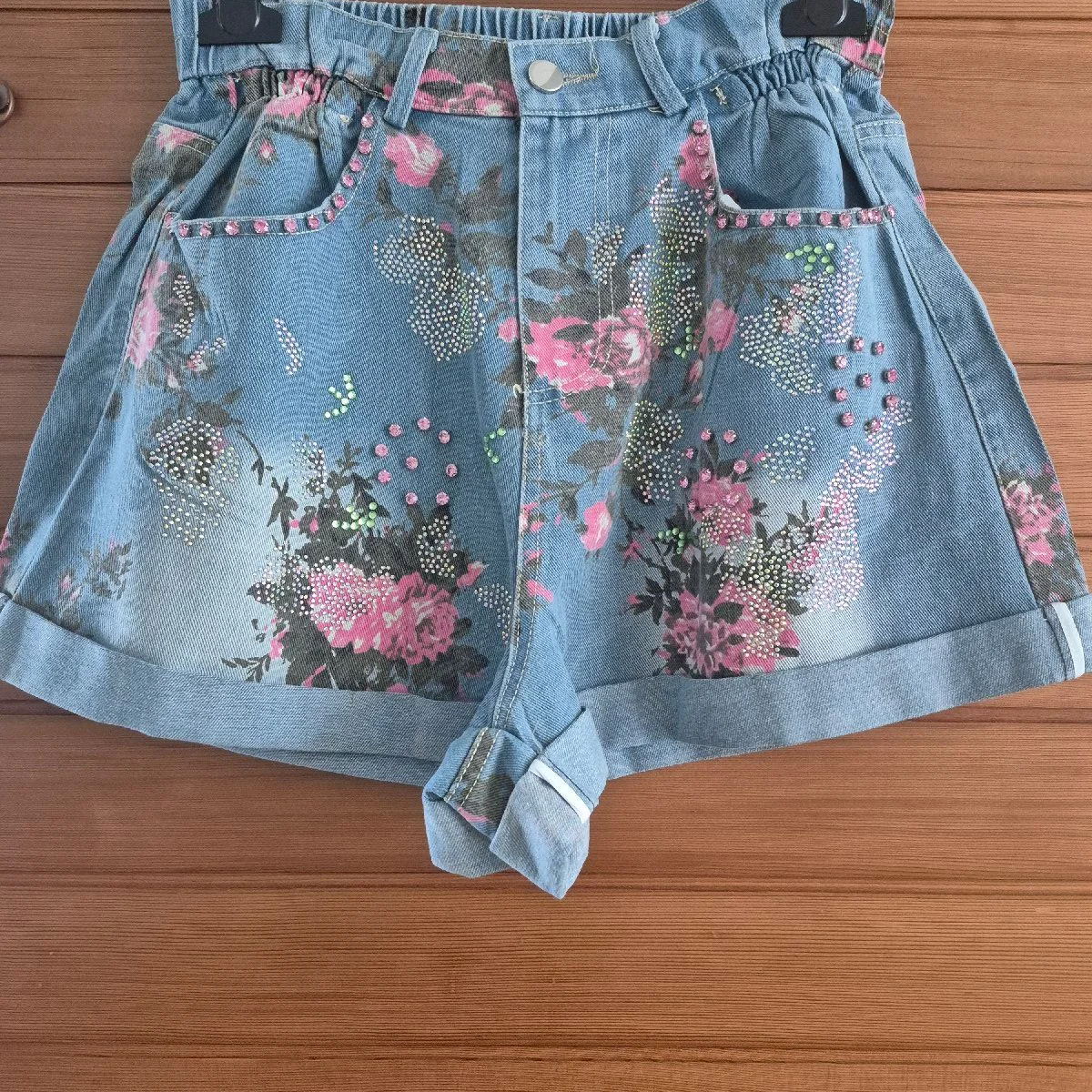 splendide short strass fleur