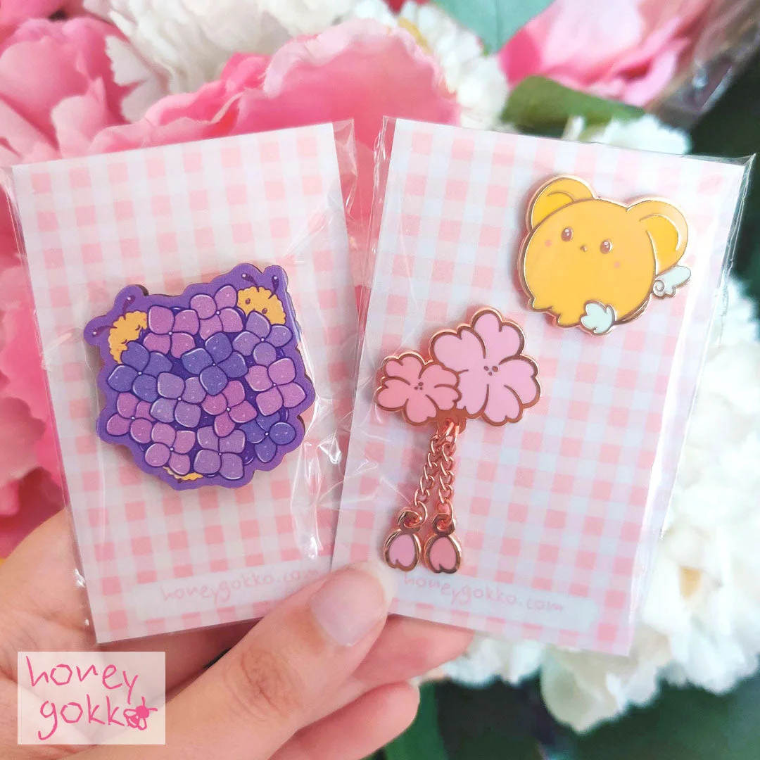 Wooden Pin - Hydrangeas Brioche